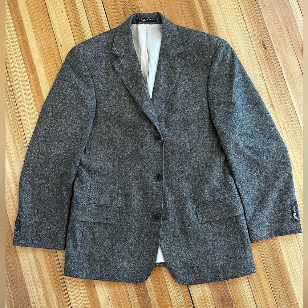 Hugo Boss, men’s wool jacket, speckled black and white color, size M